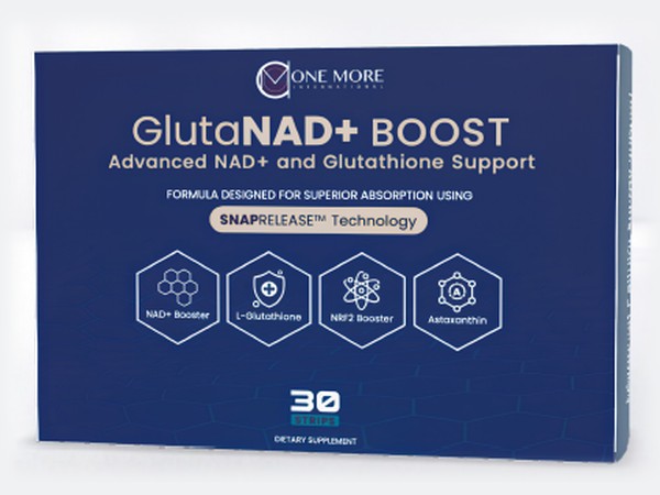 Caja del producto GlutaNAD+ BOOST de One More, suplemento con NAD+, L-glutatión, Nrf2 y astaxantina